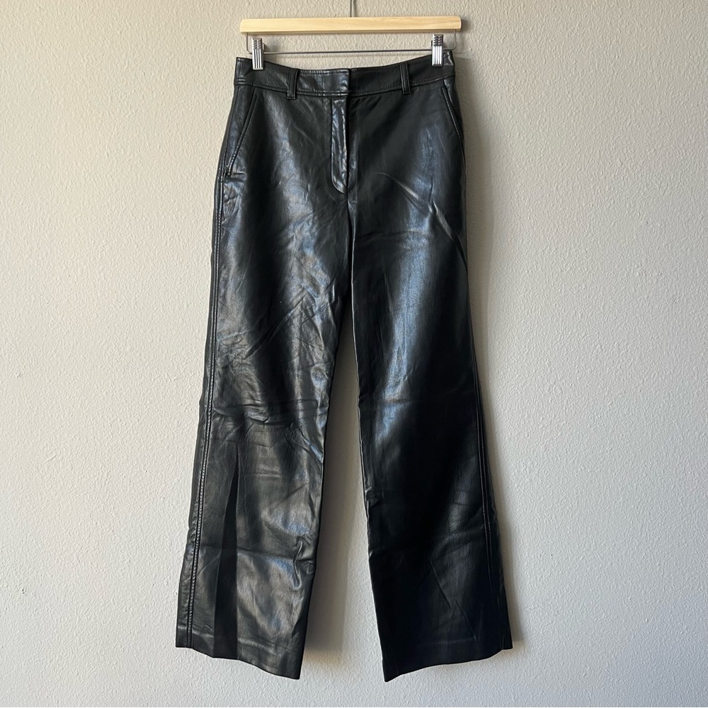 Aritzia Babaton Black Faux Leather Straight-Leg Pants - Picture 2 of 6